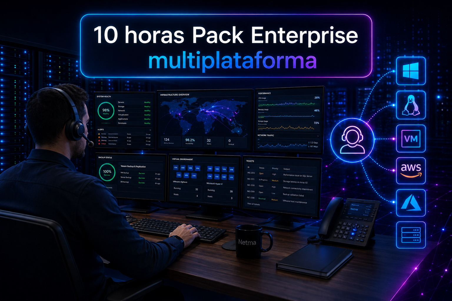 Pack de horas enterprise para soporte técnico multiplataforma